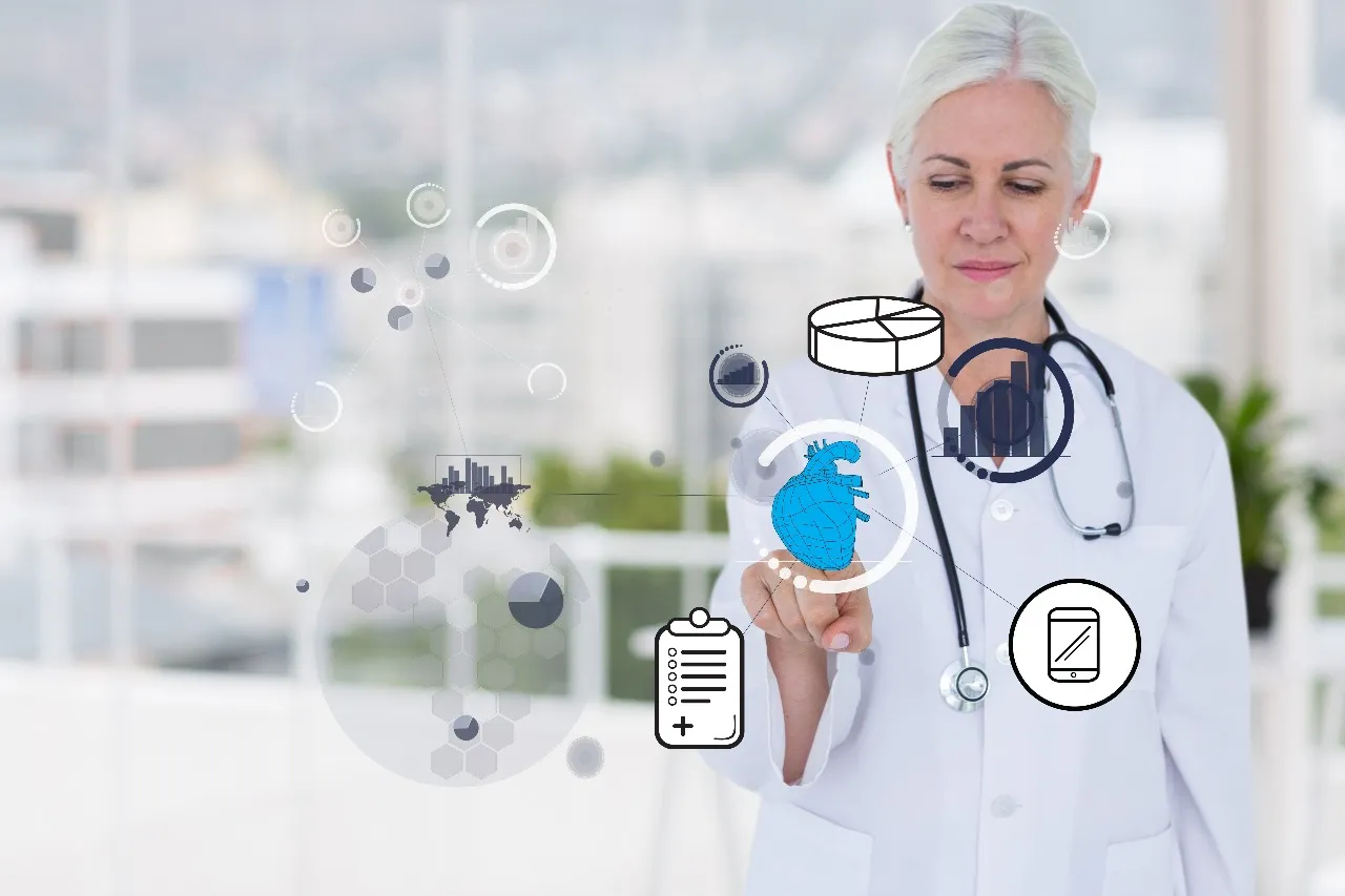 A doctor with digital health icons